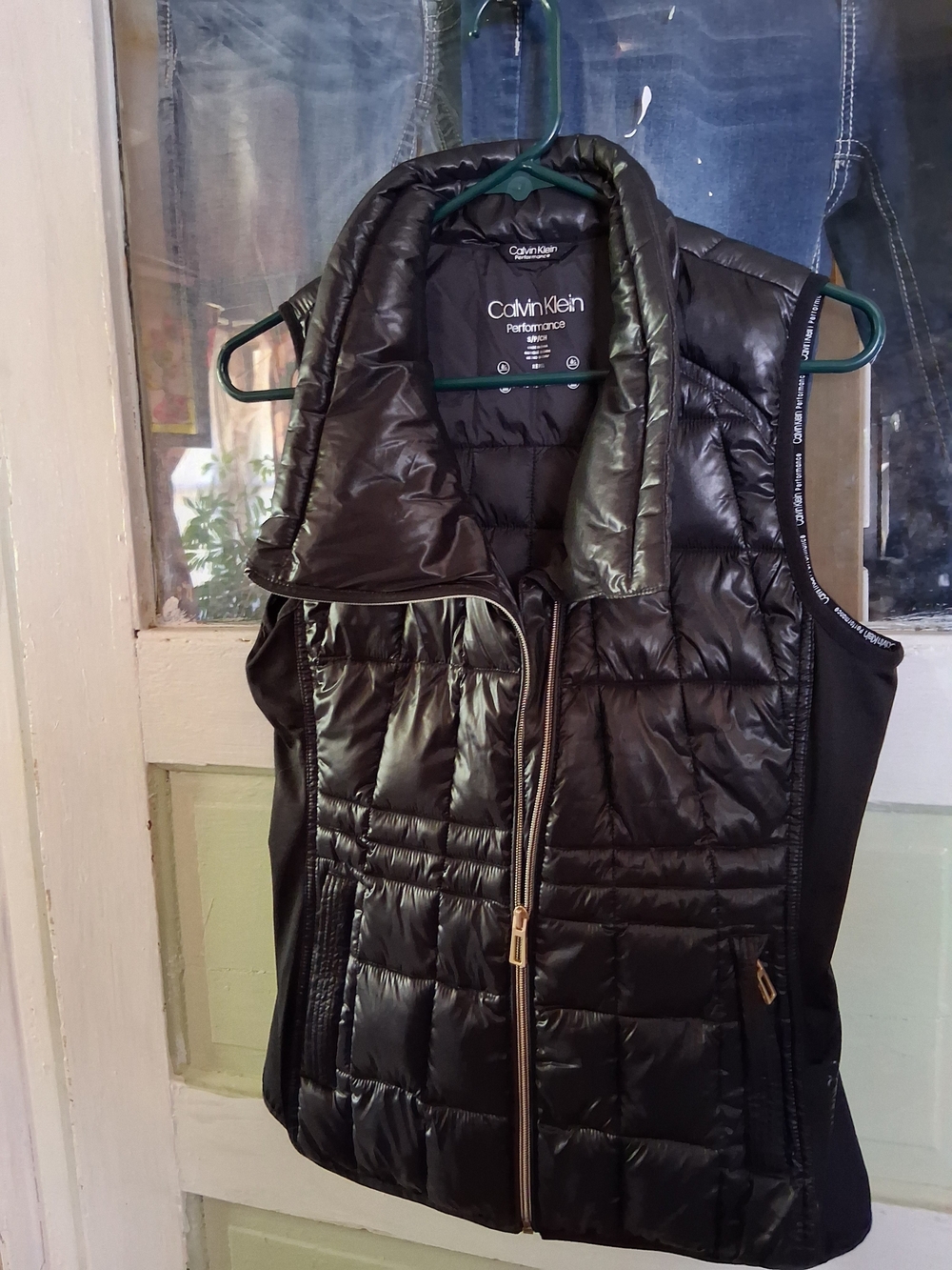 Calvin Klein Black Quilted Performance Vest with Gold Zip